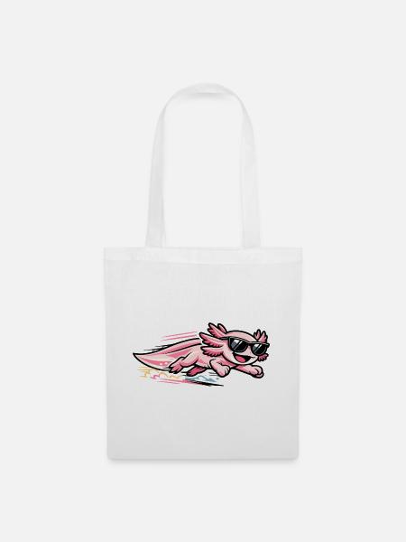 Pinkes Axolotl mit Sonnenbrille - Stoffbeutel - Weiß