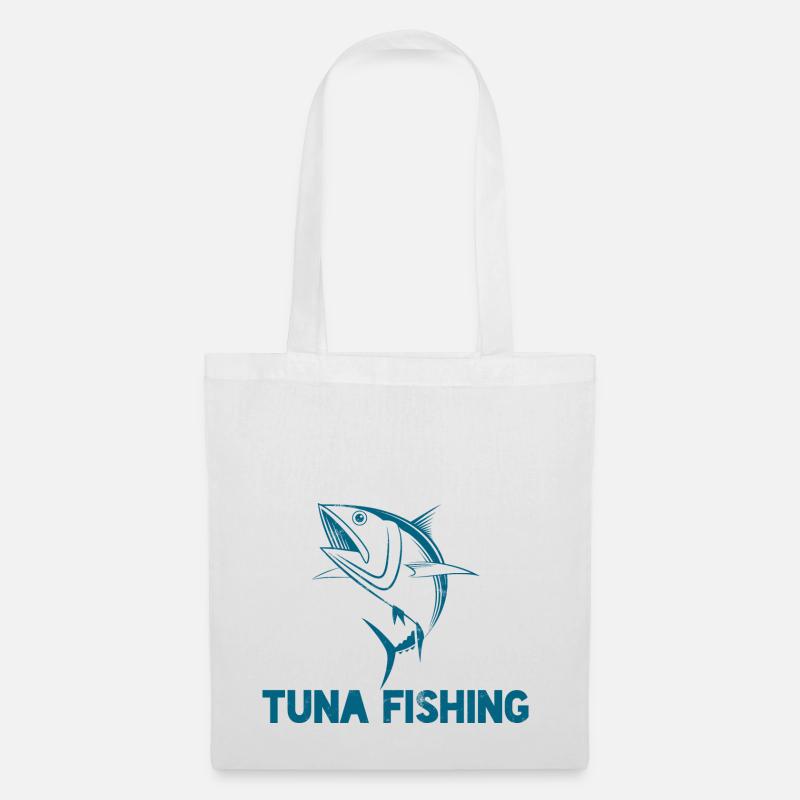 Pêche - Pêche - Thon - Cadeau - Sac en tissu - blanc