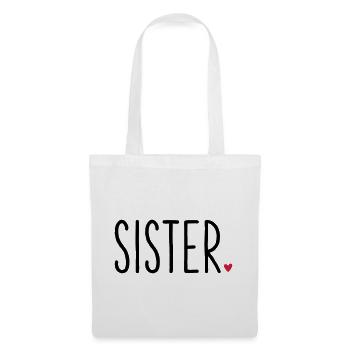 Sister coeur - famille de frères et sœurs cadeau - Sac en tissu - blanc - Devant