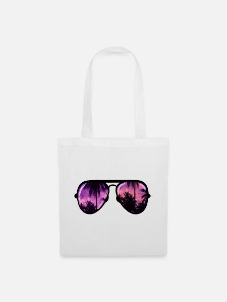 coole Sonnenbrille mit Palme - Stoffbeutel - Weiß