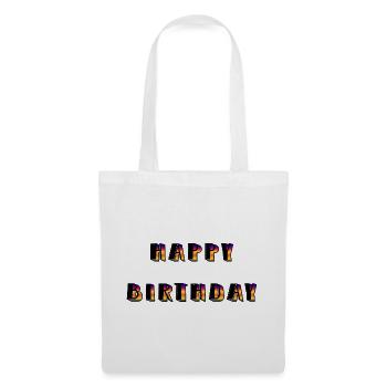 JOYEUX ANNIVERSAIRE. HAPPY BIRTHDAY. ANNIVERSAIRE. - Sac en tissu - blanc - Devant