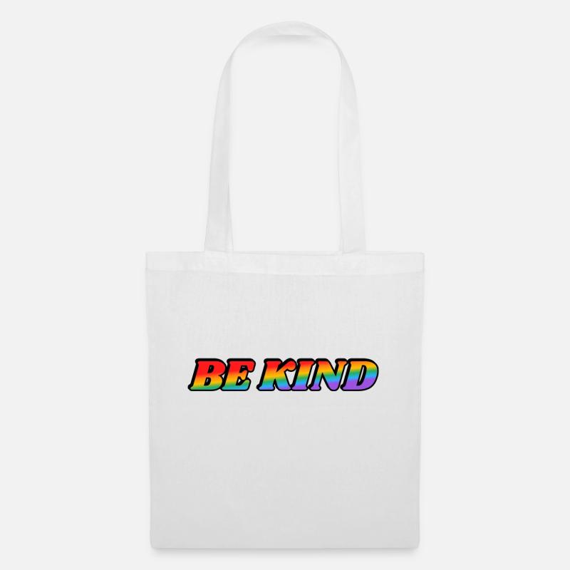 Be kind rainbow text - Tote Bag - white