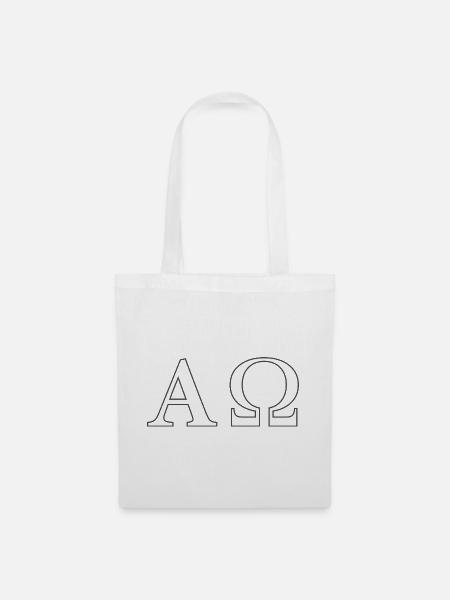 Alpha Omega Minimal Line Art - Stoffbeutel - Weiß