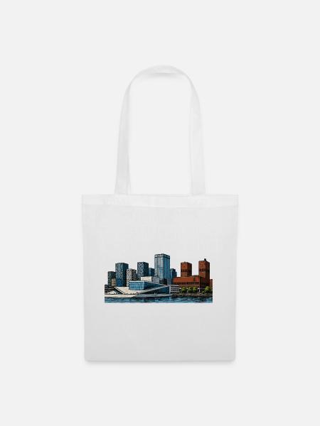 Oslo Stadt Skyline - Stoffbeutel - Weiß