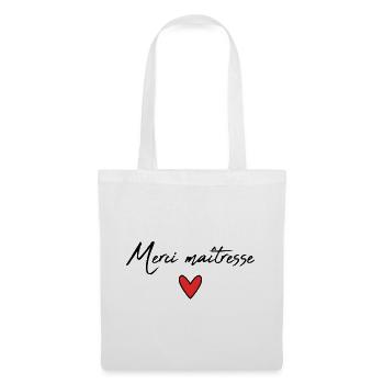 MAÎTRESSE. COEUR. MAITRE. MERCI. MERCI MAÎTRESSE. - Sac en tissu - blanc - Devant
