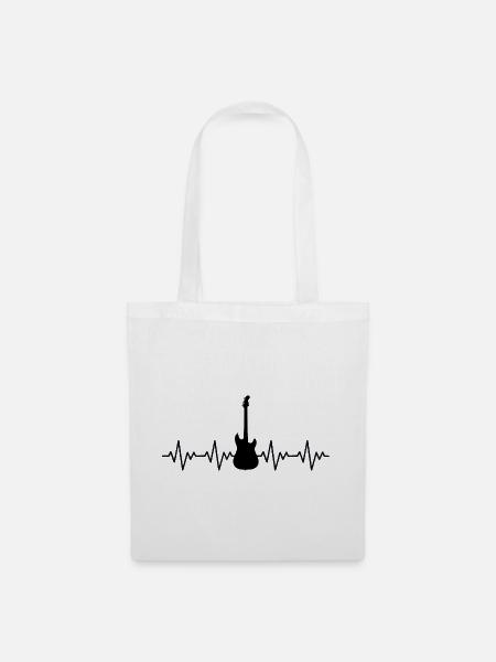 E Gitarre EKG Herzschlag - Stoffbeutel - Weiß