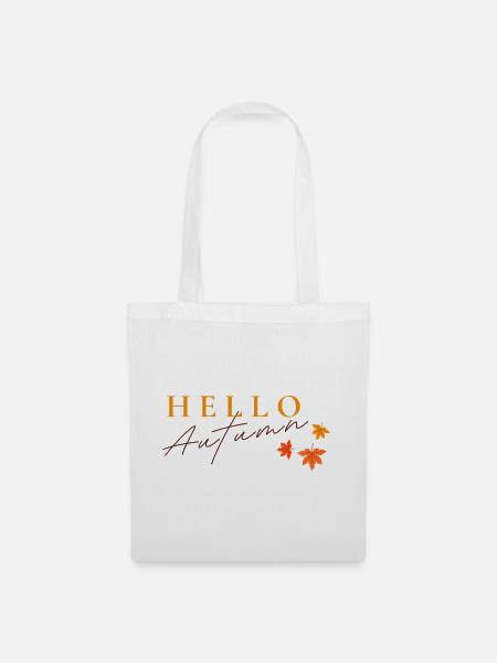 Hello Autumn | Herbst Blätter Design - Stoffbeutel - Weiß