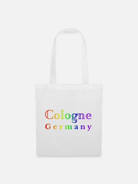 Köln Regenbogen Schriftzug - Stoffbeutel - Weiß