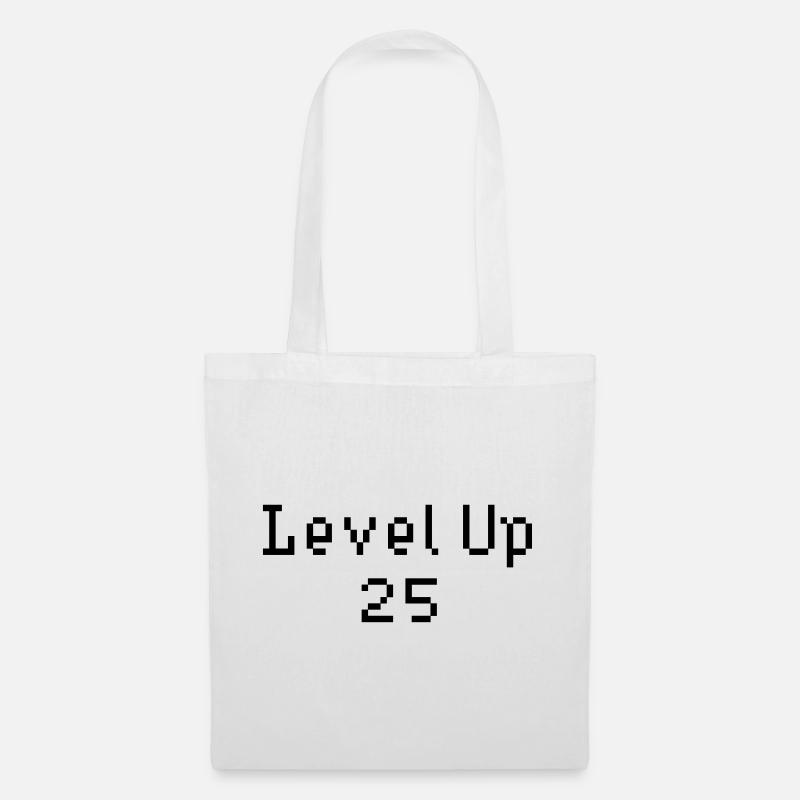 Level Up - 25. Geburtstag - Stoffbeutel - Weiß