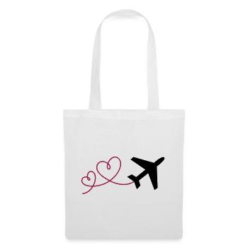Avion avec des cœurs (les couleurs peuvent être changées) - Sac en tissu - blanc - Devant