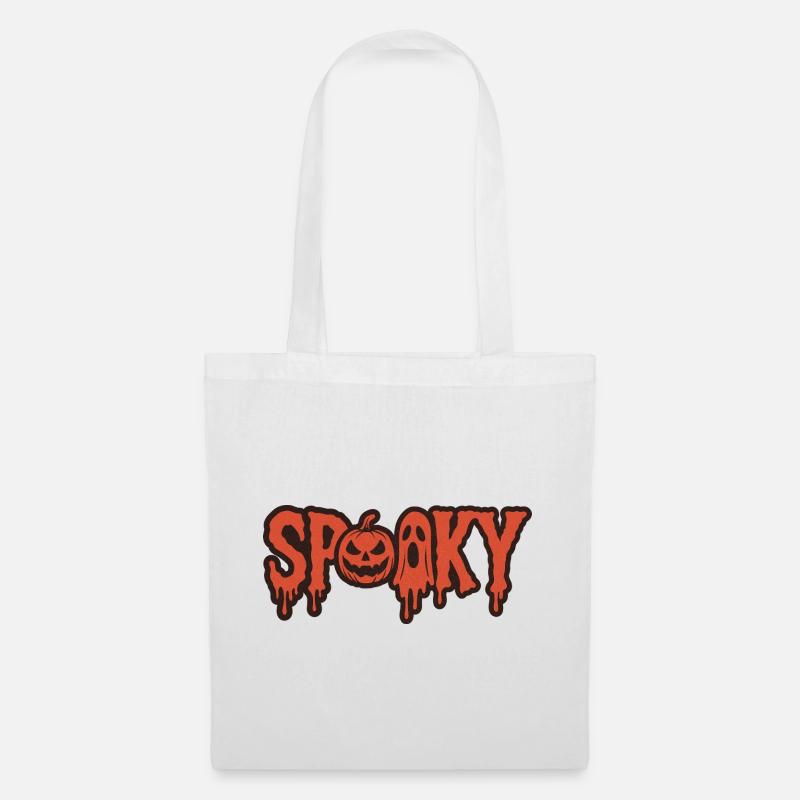 Spooky Halloween Pumpkin & Ghost - Tote Bag - white