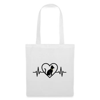 Katze Herz Silhouette Süß Pet Lover Geschenk - Stoffbeutel - Weiß - Vorne