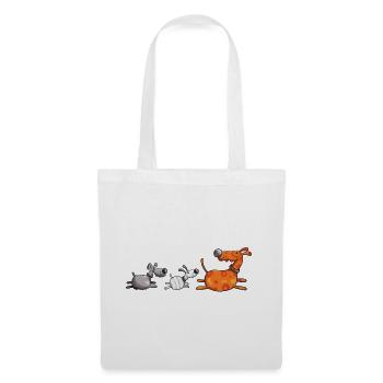 Drei Hundetiere - Hund - Hunde - Dog - Comic - Stoffbeutel - Weiß - Vorne