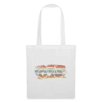 Vélo rayé arc-en-ciel - Sac en tissu - blanc - Devant