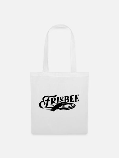 Frisbee Wurfscheibe Schriftzug Schwarz - Stoffbeutel - Weiß