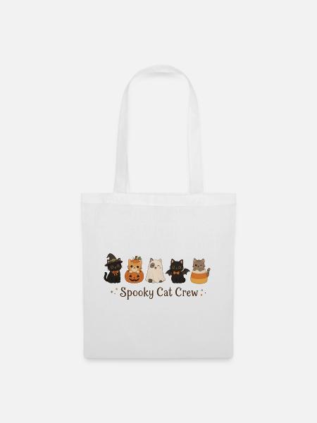 Süße Halloween Katzen - Stoffbeutel - Weiß