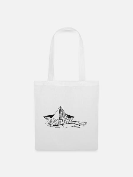 Boot Schiff Papierboot Geschenk Segelboot Kapitän - Stoffbeutel - Weiß