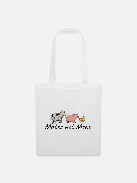 Veganer Mates not Meat Tierliebe - Stoffbeutel - Weiß