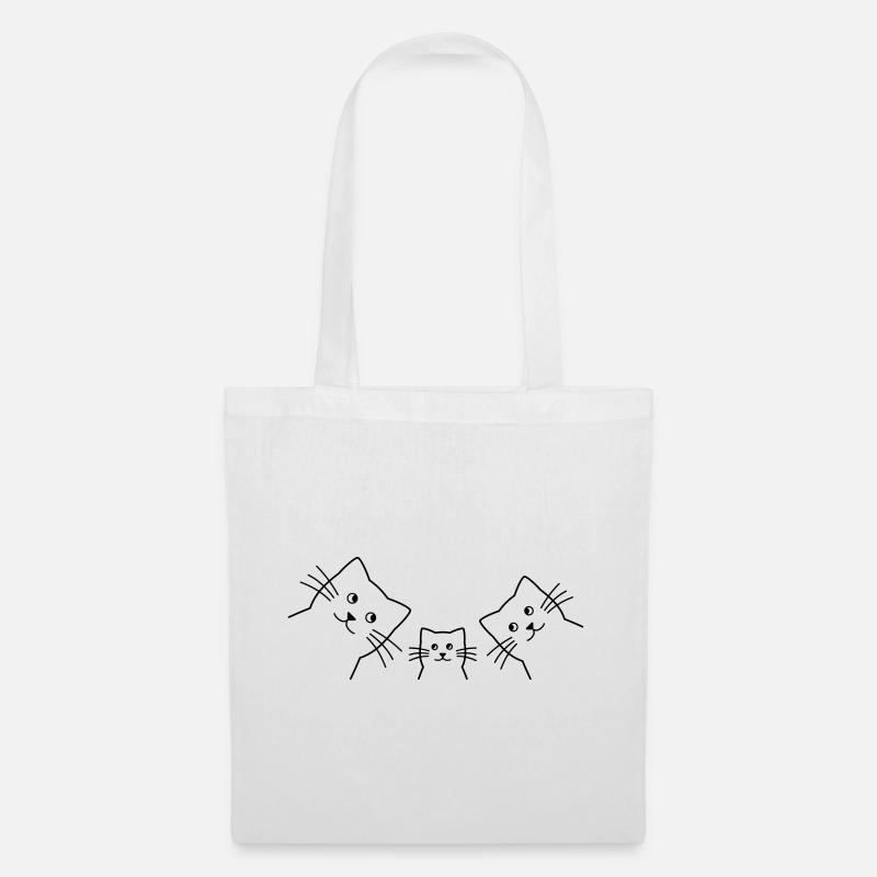Kätzchen Katzen Familie Liebe Geschenkidee - Stoffbeutel - Weiß