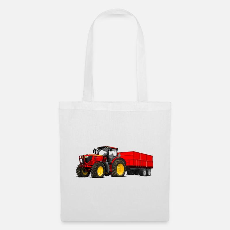Traktor mit Anhänger - Stoffbeutel - Weiß