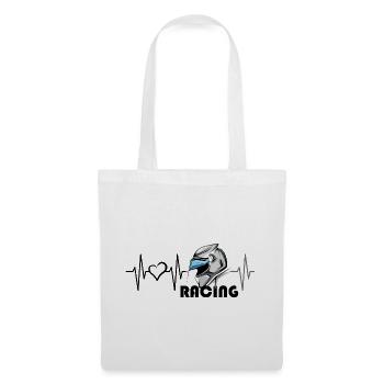 Motorrad Racing Herzschlag Herz Liebe Motorrad - Stoffbeutel - Weiß - Vorne