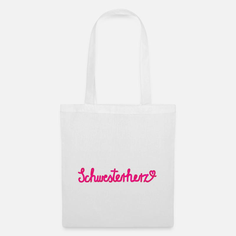 Schwesterherz - Geschenk mit Herz - Stoffbeutel - Weiß