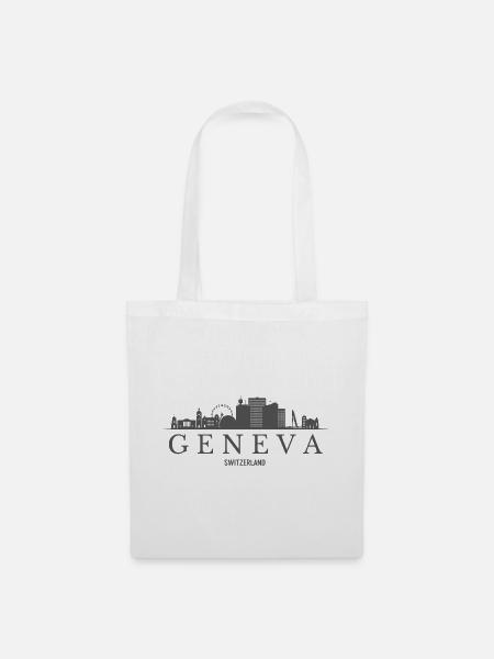 Genf Schweiz, Genfer Skyline - Stoffbeutel - Weiß