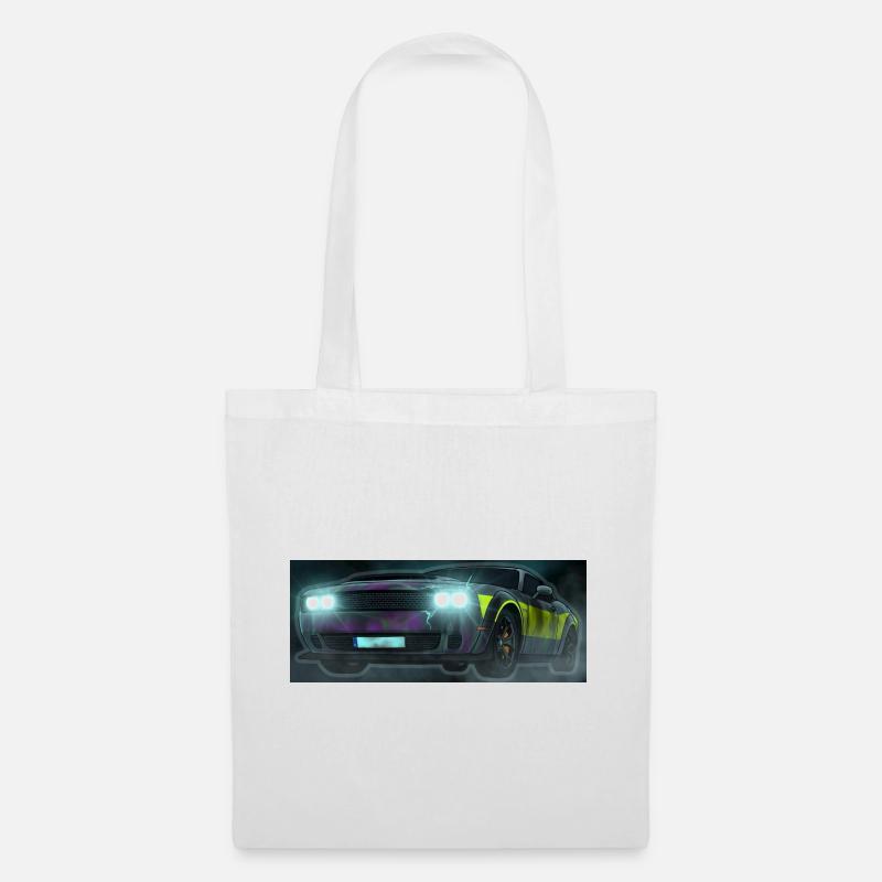 Flash Check Neon Stripe Car - Tote Bag - white