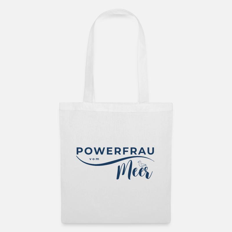 Powerfrau_vom_Meer_blau - Stoffbeutel - Weiß
