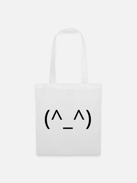 Glückliches Emoticon (^_^) Lächeln Klassiker - Stoffbeutel - Weiß