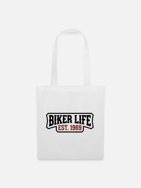 Biker Life Schriftzug Logo - Stoffbeutel - Weiß