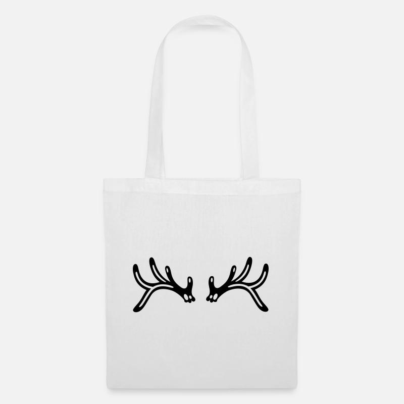 Rentier Geweih Hirsch Silhouette Weihnachten - Stoffbeutel - Weiß
