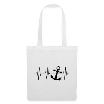 Ancre pouls ECG symbole battement de cœur lac capitaine icône - Sac en tissu - blanc - Devant