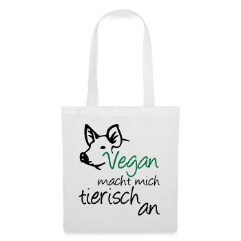 Vegan Veganer Tier Schwein Geschenk Tierschutz - Stoffbeutel - Weiß - Vorne
