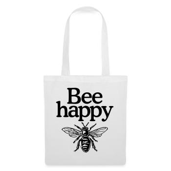 Bee happy - Bienen, Imkerei, Imker - Stoffbeutel - Weiß - Vorne