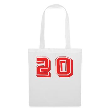 20 ANS. 20e ANNIVERSAIRE. ANNIVERSAIRE 20 ANS. 20 - Sac en tissu - blanc - Devant