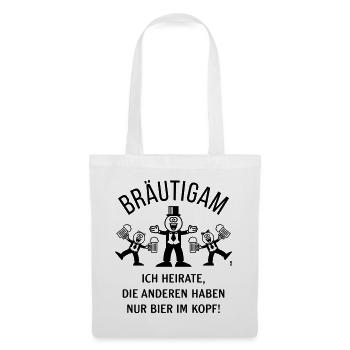 Bräutigam (Karikatur / Bier Im Kopf / 1C) - Stoffbeutel - Weiß - Vorne