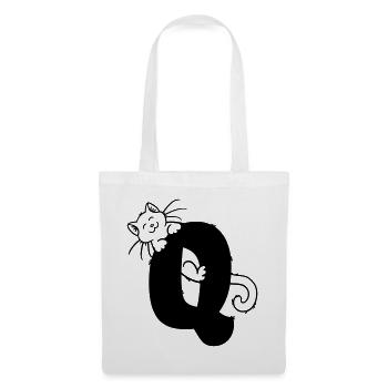 Lettre Q chat - Sac en tissu - blanc - Devant