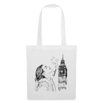 London Big Ben England Woman Hearts Line Art Art - Tote Bag - white - Front