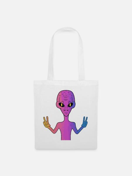 Peace Alien - Stoffbeutel - Weiß