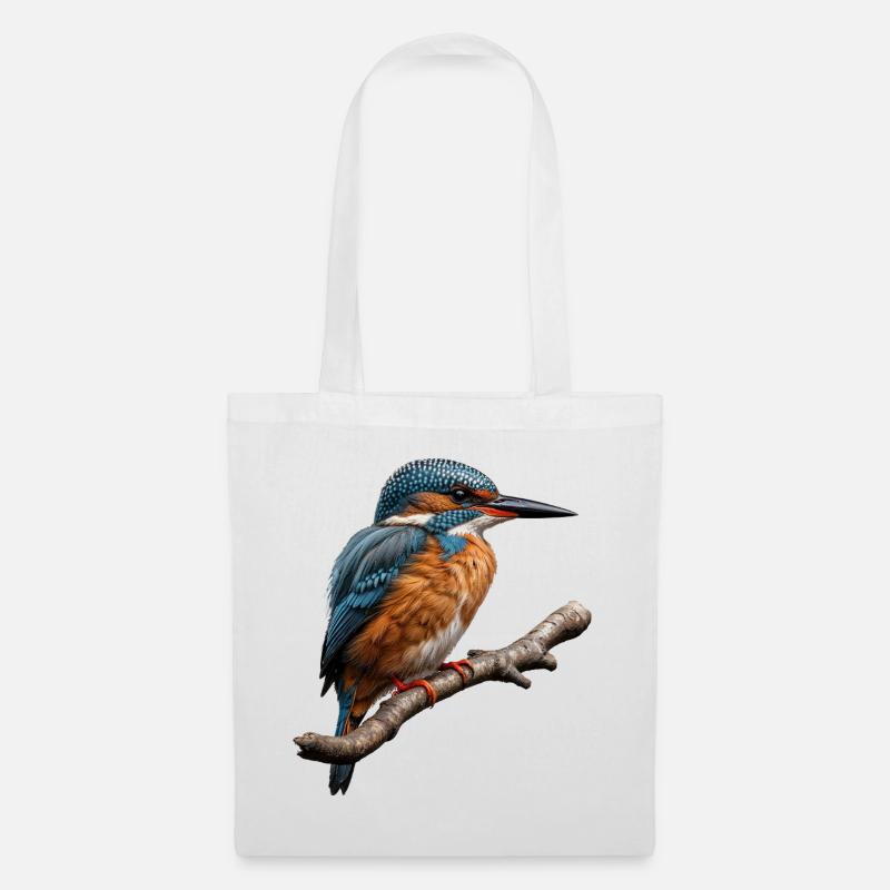 Lebendiger Eisvogel Natur Illustration - Stoffbeutel - Weiß