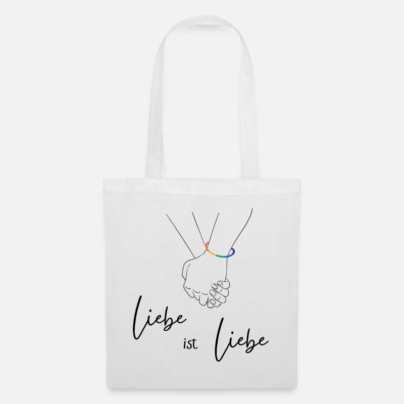Regenbogen Herzlinie Design - Liebe ist Liebe - Stoffbeutel - Weiß