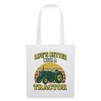 Life is better with a Tractor - Stoffbeutel - Weiß - Vorne