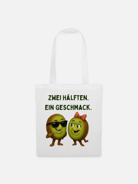 Zwei Hälften Ein Geschmack Kiwi - Stoffbeutel - Weiß