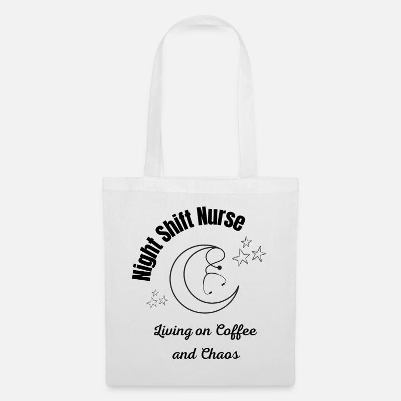 Night Shift Nurse - Coffee and Chaos Stethoscope M - Stoffbeutel - Weiß