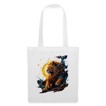 Tigre Élémentaire : Feu et Lune - Sac en tissu - blanc - Devant