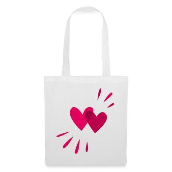 Zwei Herzen passend zum Valentinstag - Stoffbeutel - Weiß - Vorne