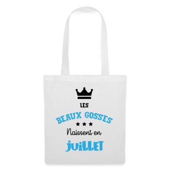 Cadeau naissance bébé garçon Juillet Beaux Gosses - Sac en tissu - blanc - Devant