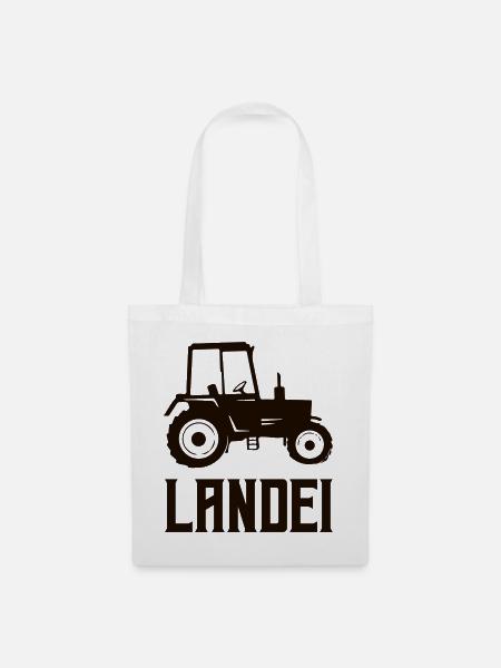 Traktor Silhouette Landei - Stoffbeutel - Weiß