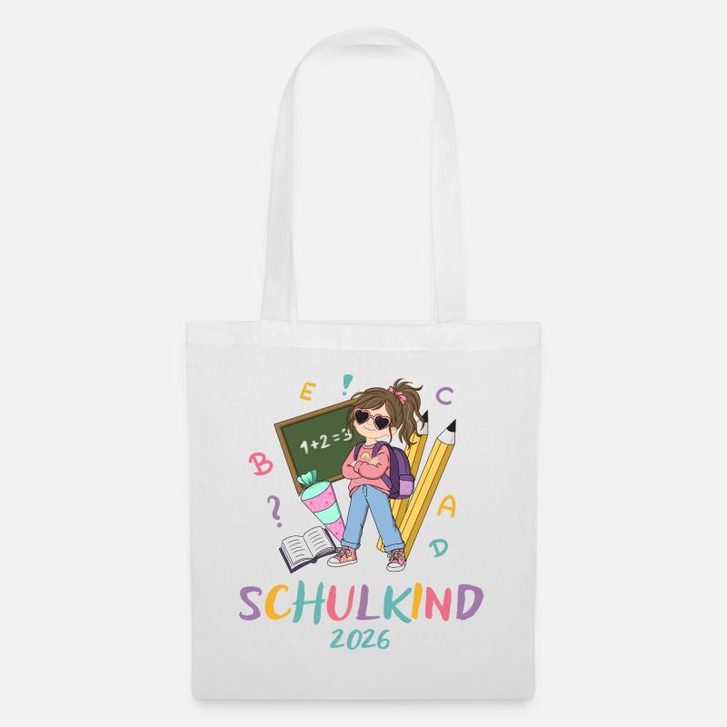 Schulkind 2026 – Bunte Lernwelt - Stoffbeutel - Weiß